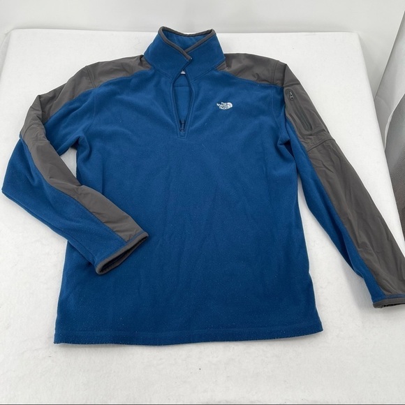 THE NORTH FACE Mens 1/4 Zip Pullover Fleece Jacket Blue/Grey size: Large - Picture 1 of 7